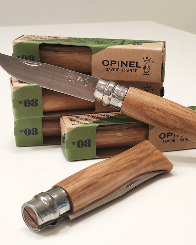 CORTAPLUMA OPINEL INOX N°8 MANGO ROBLE