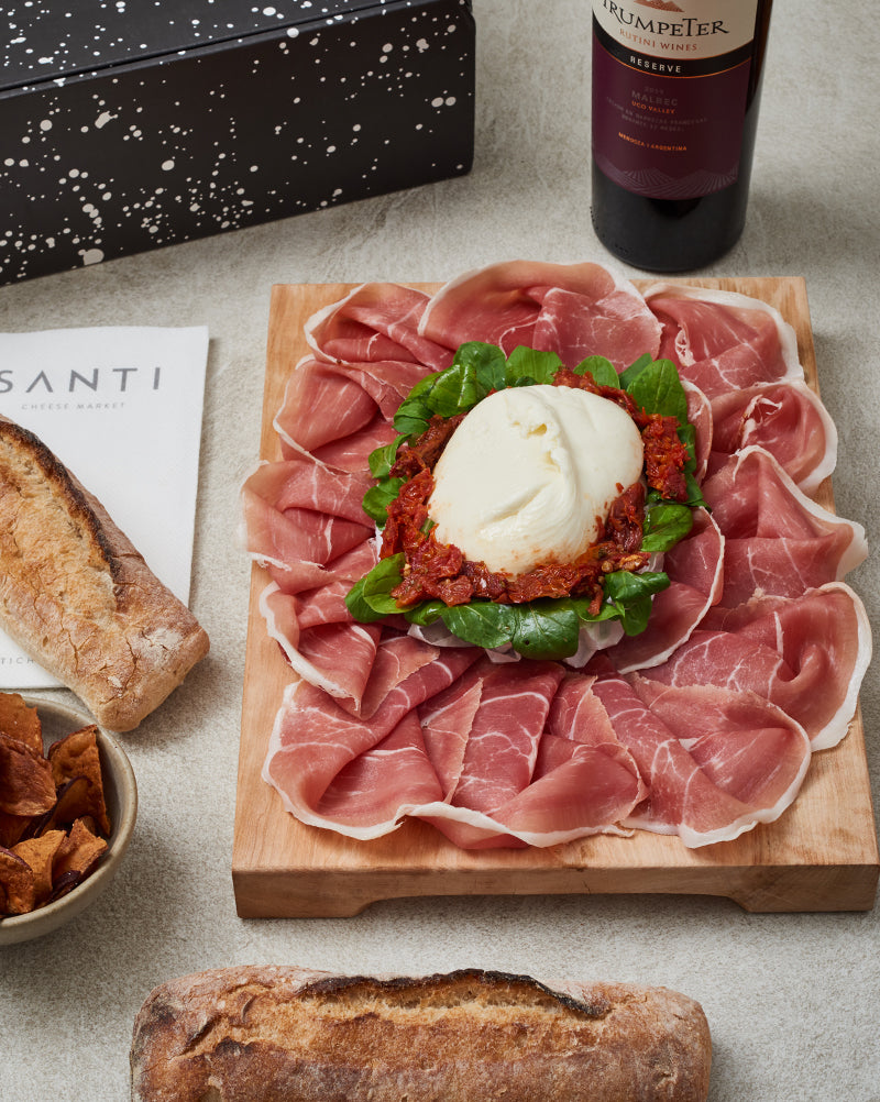 TABLA DE JAMON CRUDO Y BURRATA